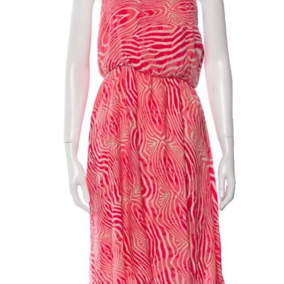 ALICE OLIVIA Dress 6 Mini Silk Slip Tank Pink Summer Boho SMALL Zebra Square‎ - Picture 1 of 10